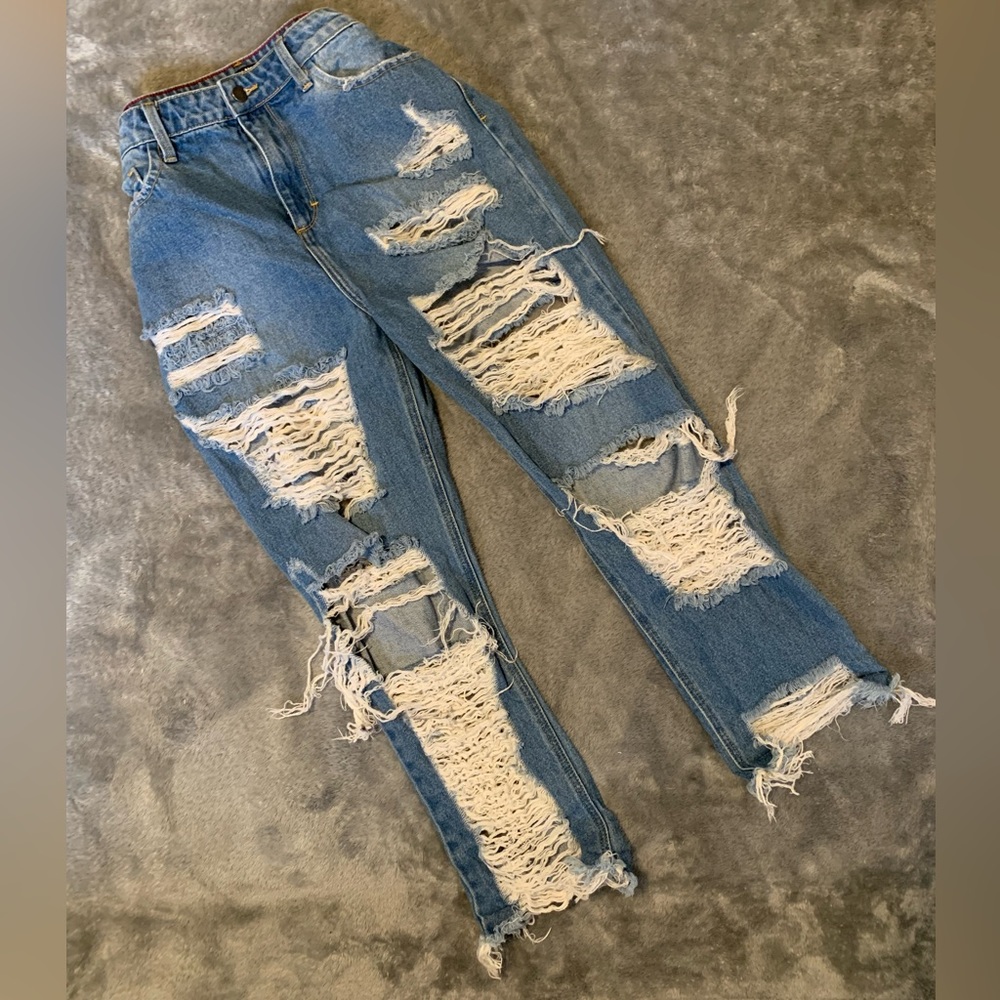 Fashion Nova Super Distressed Boyfriend Jeans